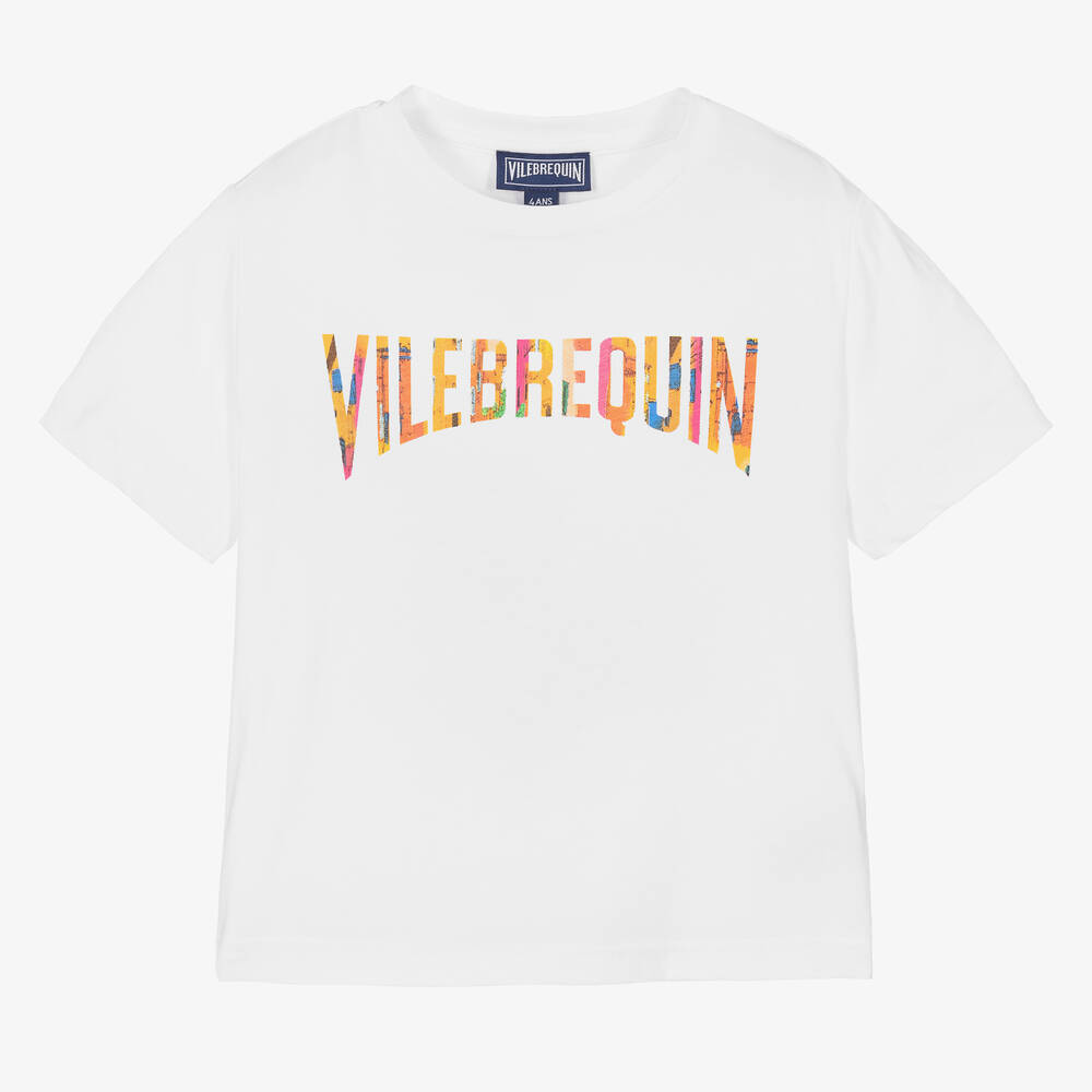 Vilebrequin - Girls White Cotton T-Shirt | Childrensalon