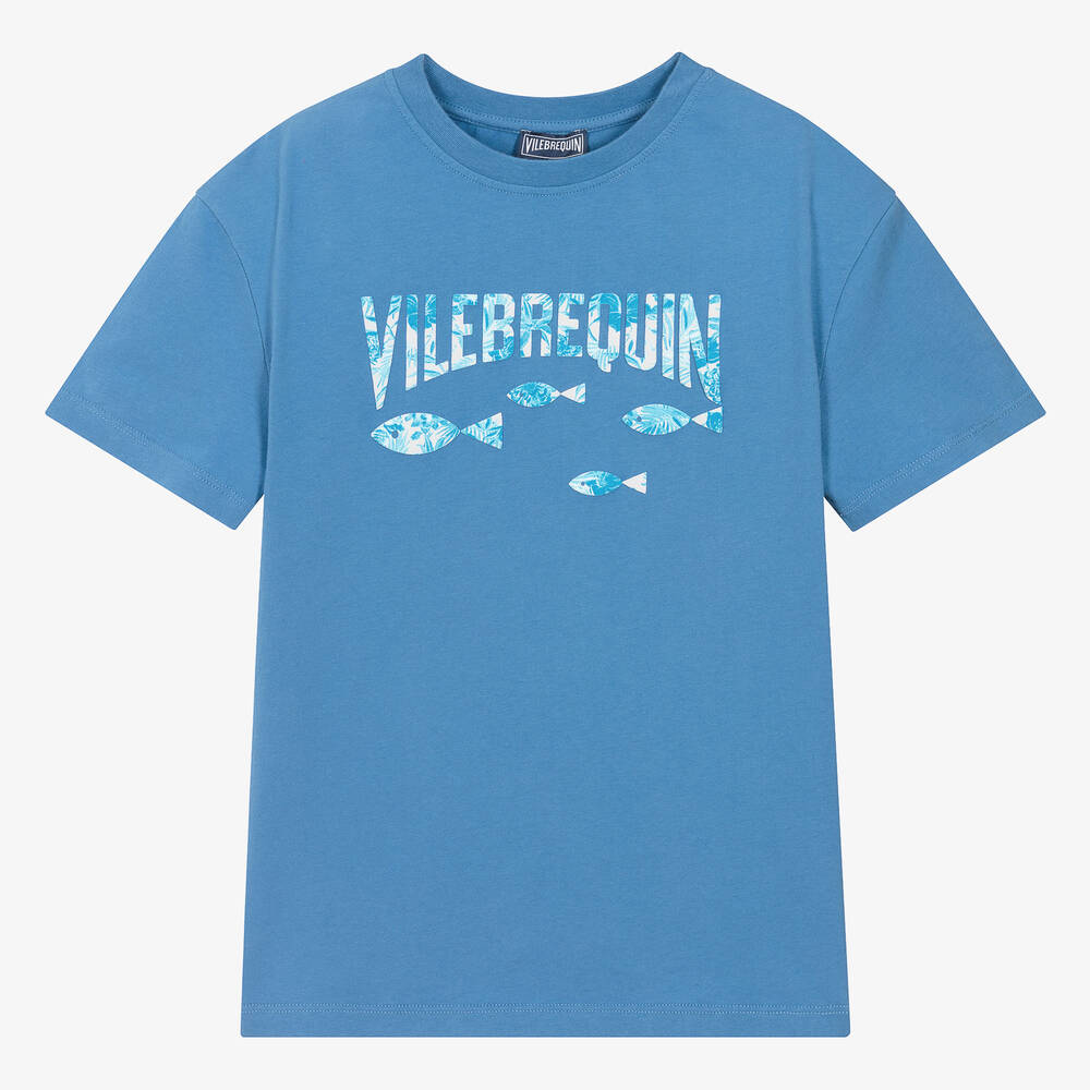 Vilebrequin - تيشيرت قطن عضوي لون أزرق للمراهقين | Childrensalon