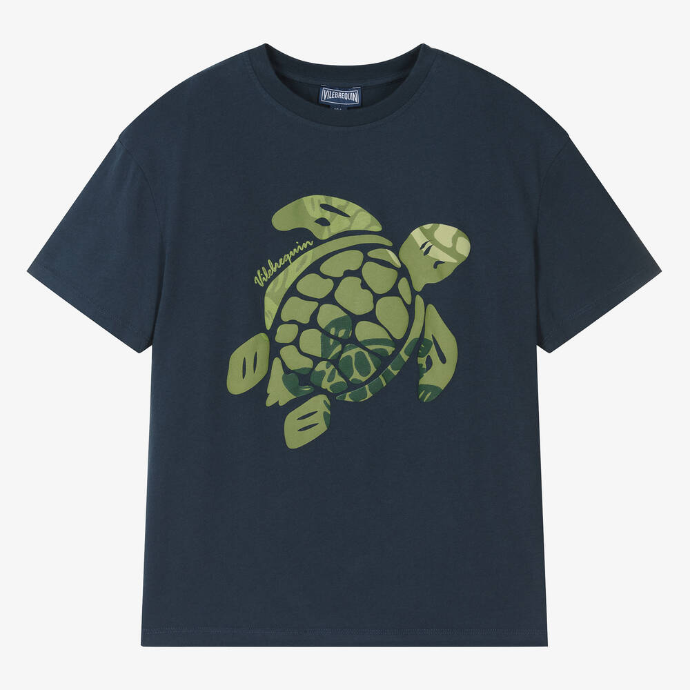 Shop Vilebrequin Teen Boys Blue Cotton Turtle T-shirt