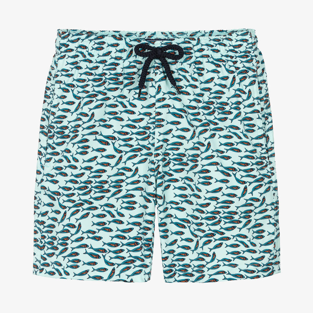 Vilebrequin - Teen Boys Blue Fish Swim Shorts | Childrensalon