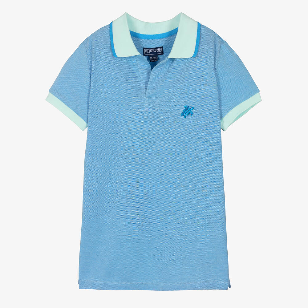 Vilebrequin - Teen Boys Blue Logo Polo Shirt | Childrensalon
