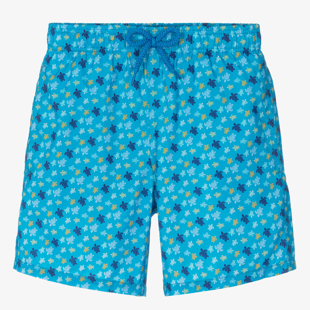 Vilebrequin - Teen Boys Blue Micro Turtle Swim Shorts | Childrensalon