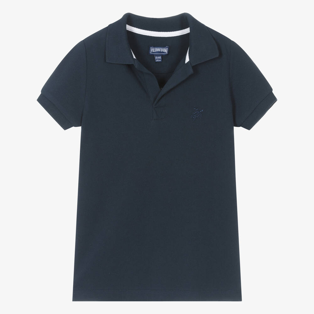 Vilebrequin Teen Boys Blue Organic Cotton Polo Shirt