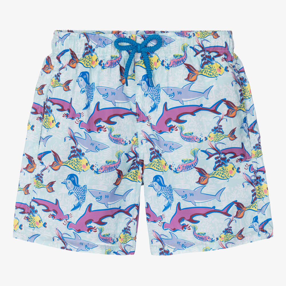 Vilebrequin - Teen Boys Blue Sea Print Swim Shorts | Childrensalon