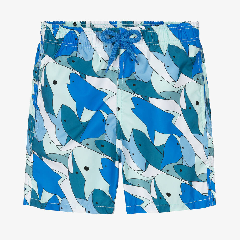 Vilebrequin - Teen Boys Blue Shark Swim Shorts | Childrensalon