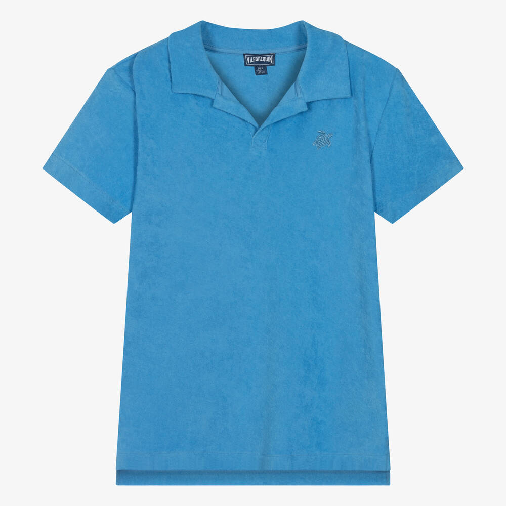 Vilebrequin - Teen Boys Blue Towelling Polo Shirt | Childrensalon