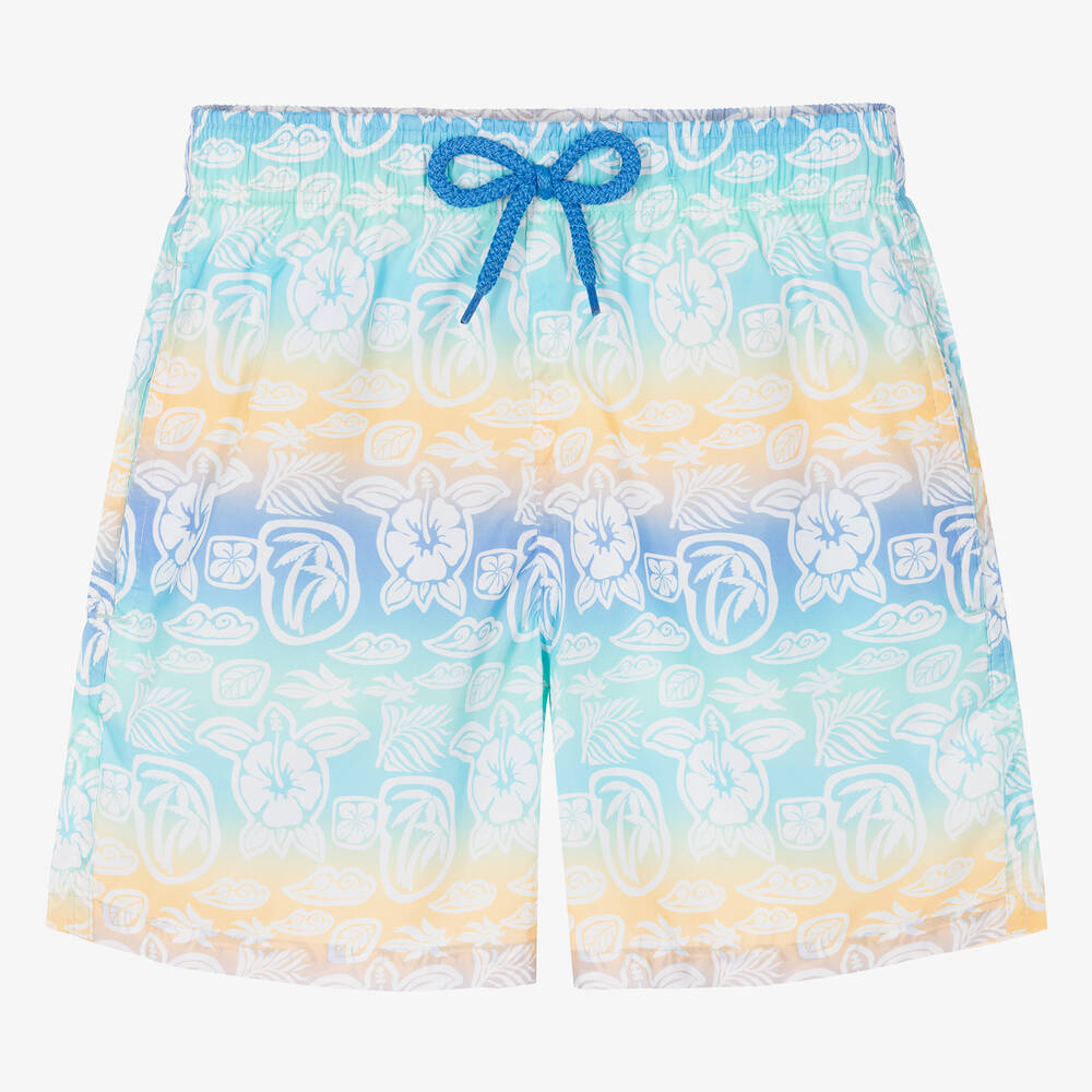 Vilebrequin - Teen Boys Blue Tropical Print Swim Shorts | Childrensalon