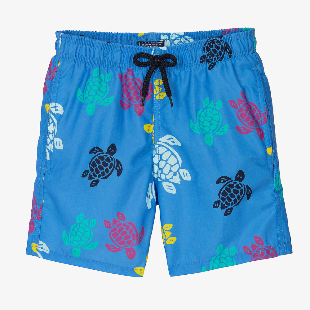 Vilebrequin - Teen Boys Blue Turtle Print Swim Shorts | Childrensalon