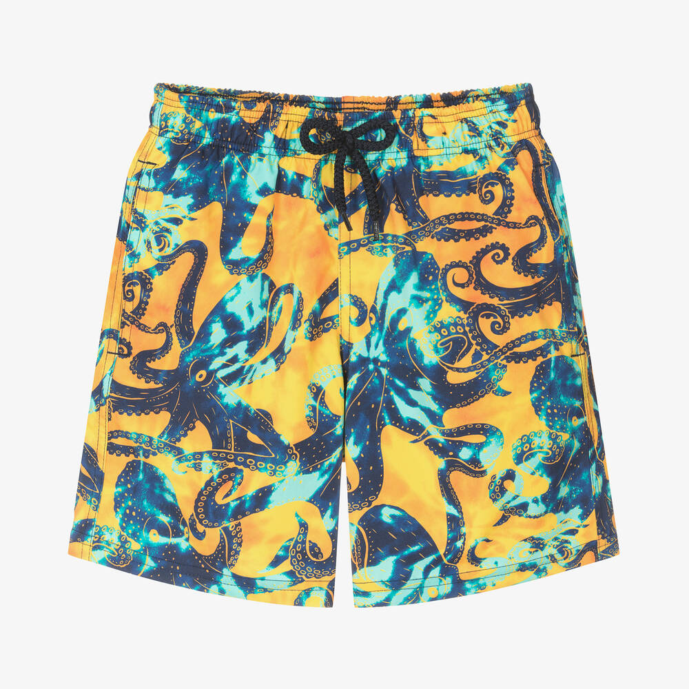 Vilebrequin - Teen Boys Blue & Yellow Octopus Swim Shorts | Childrensalon