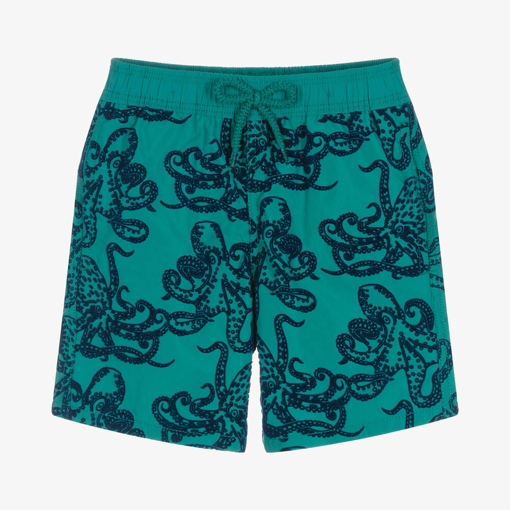 Vilebrequin - Teen Boys Green & Blue Octopus Swim Shorts | Childrensalon