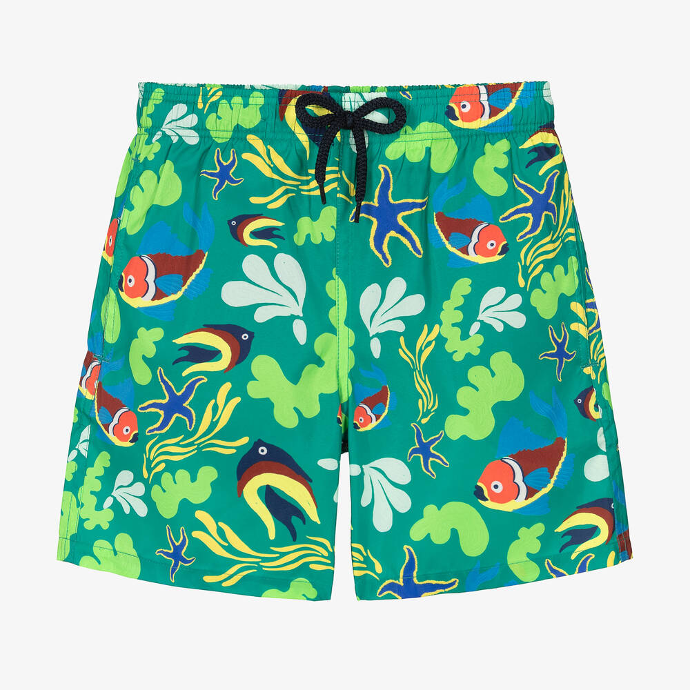 Vilebrequin - Teen Boys Green Tropical Fish Swim Shorts | Childrensalon