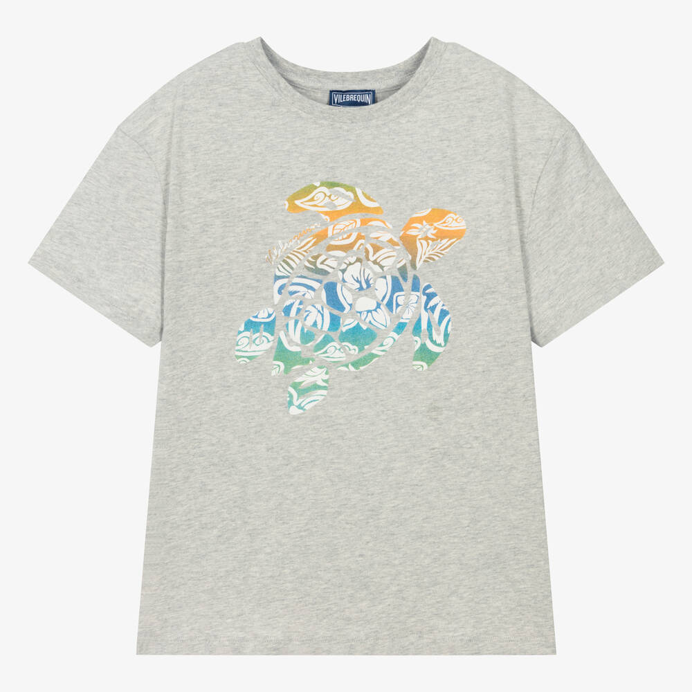 Vilebrequin - Teen Boys Grey Turtle Cotton T-Shirt | Childrensalon