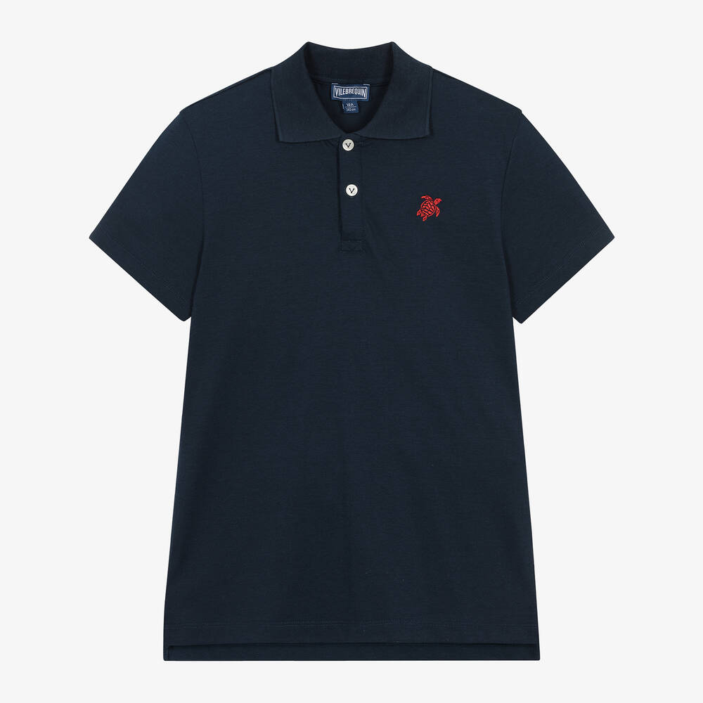 Shop Vilebrequin Teen Boys Navy Blue Polo Shirt