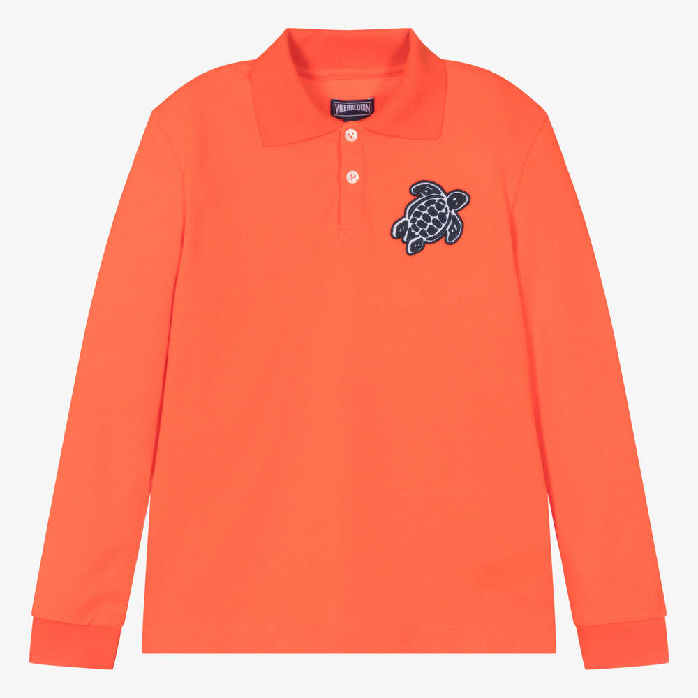 Vilebrequin - Teen Boys Orange Cotton Piqué Polo Top | Childrensalon