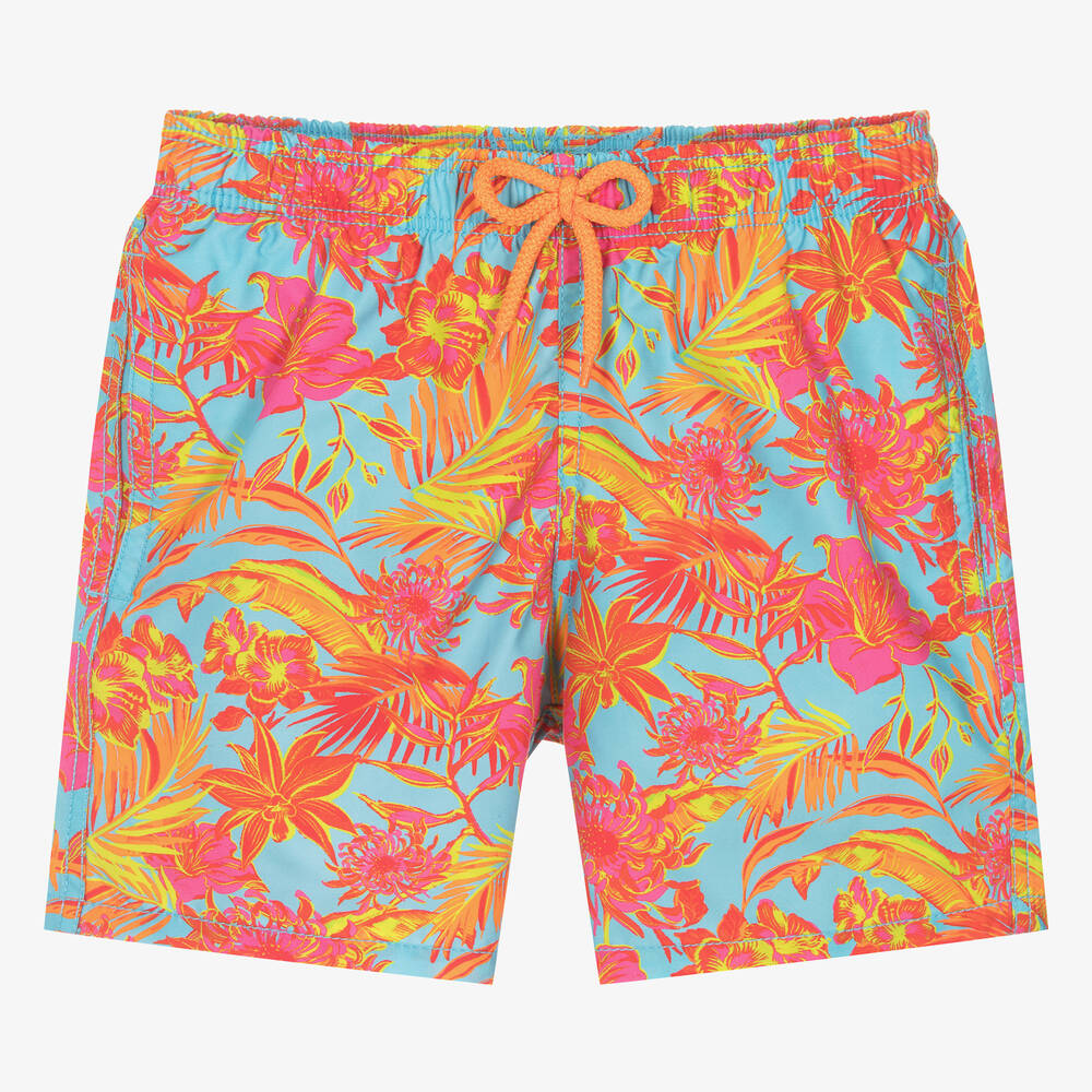 Vilebrequin - Teen Boys Orange Floral Swim Shorts | Childrensalon