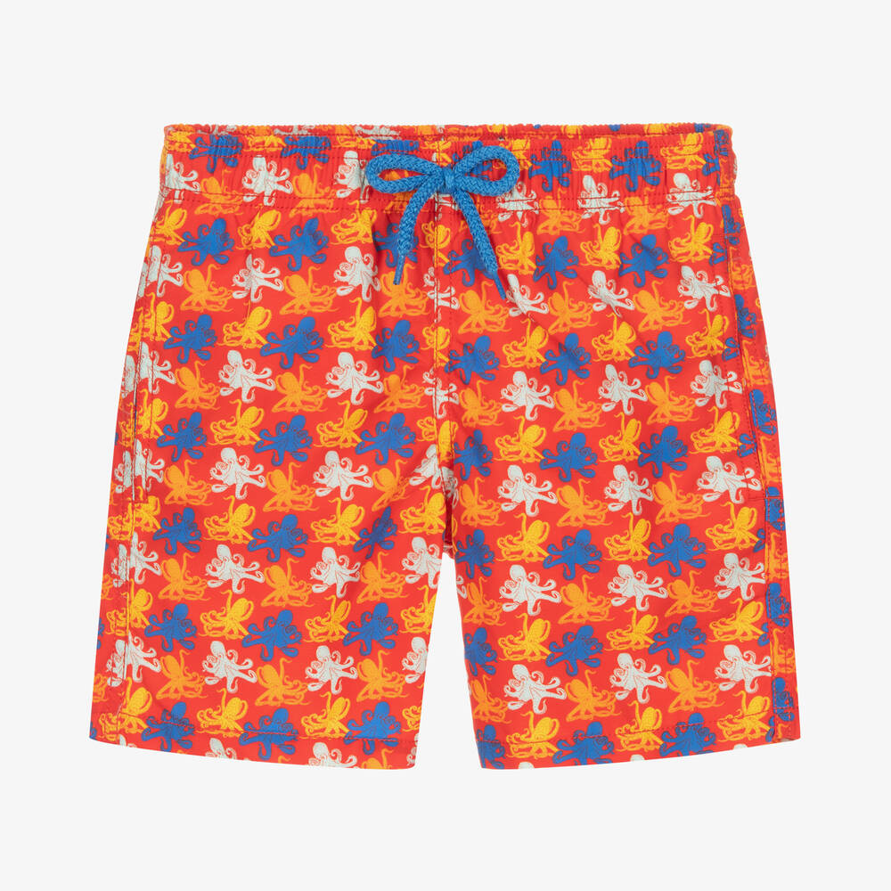 Vilebrequin - Teen Boys Red Octopus Print Swim Shorts | Childrensalon