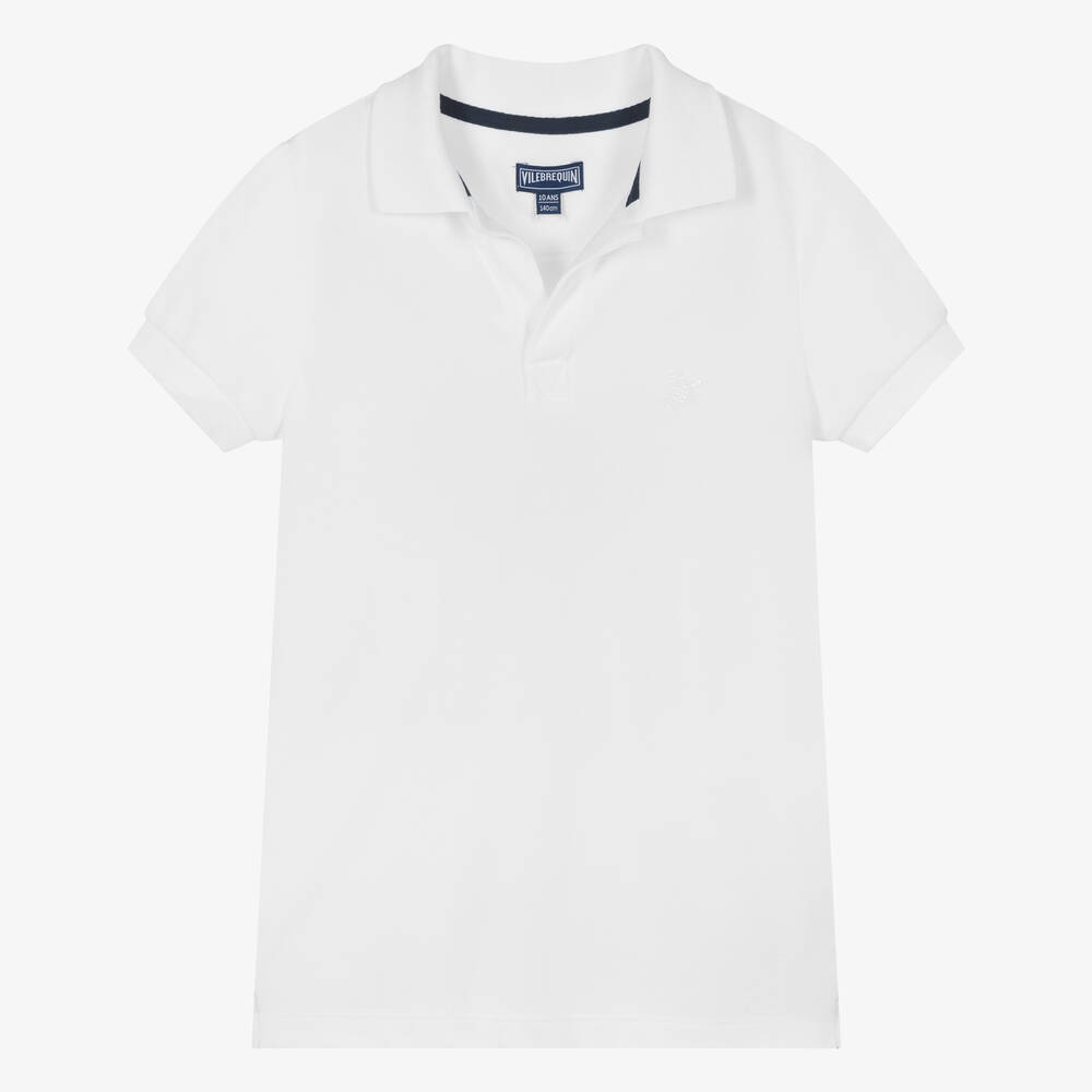 Vilebrequin Teen Boys White Organic Cotton Polo Shirt
