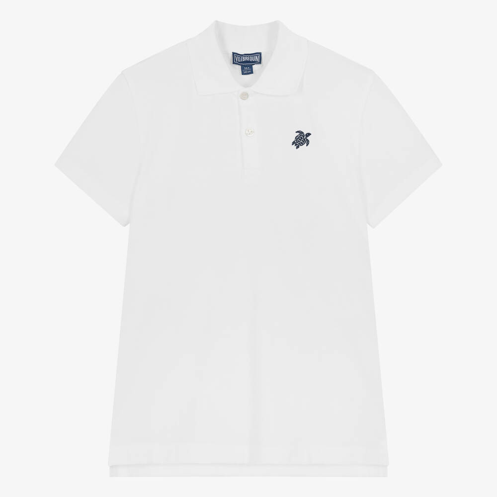 Shop Vilebrequin Teen Boys White Polo Shirt