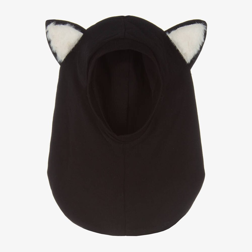 Wauw Capow - Black Organic Cotton Cat Balaclava | Childrensalon