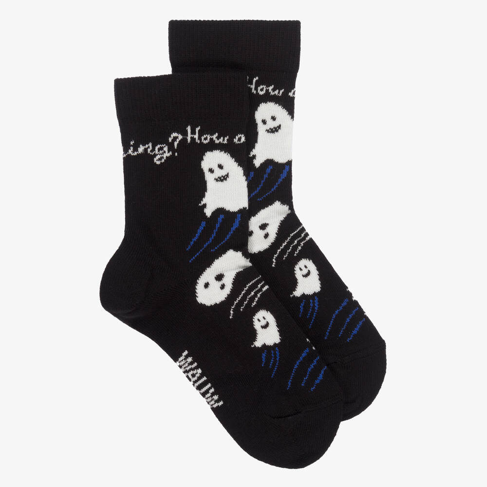 Wauw Capow - Black Organic Cotton Ghost Socks | Childrensalon