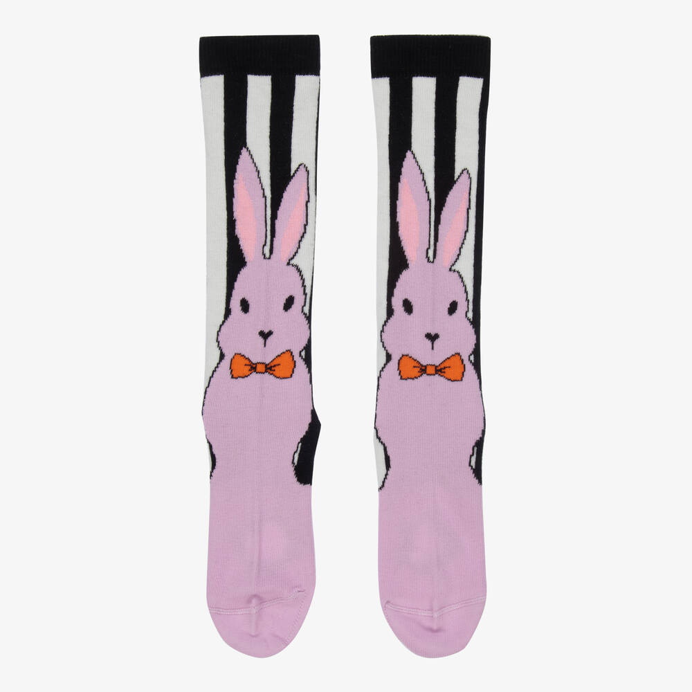Wauw Capow - Черно-фиолетовые носки с кроликами | Childrensalon