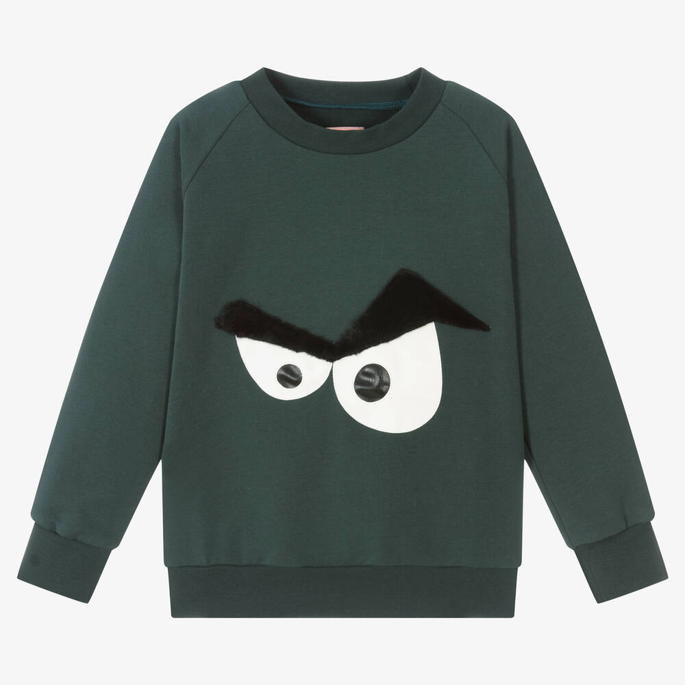 Wauw Capow by Bangbang Boys Green Cotton Sweatshirt Childrensalon