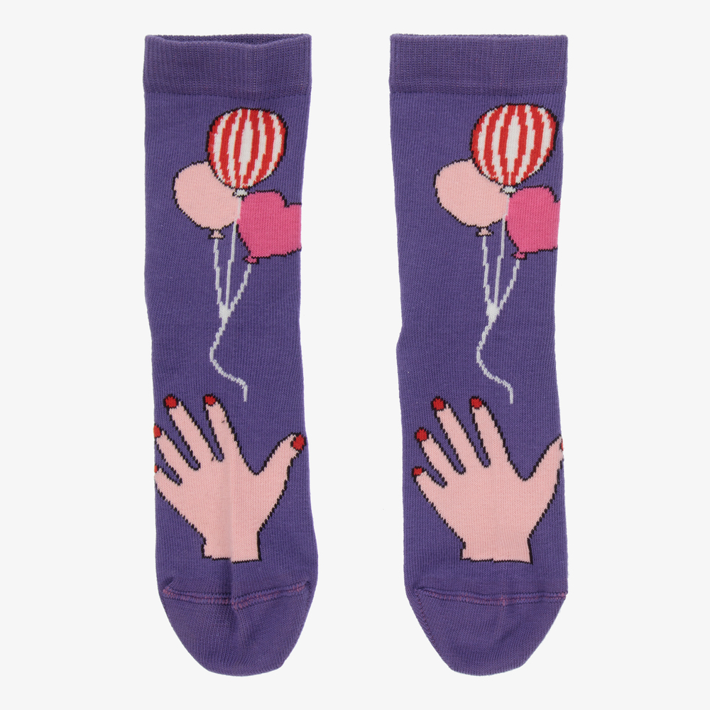 Wauw Capow Babies' Girls Purple Balloon Knitted Socks
