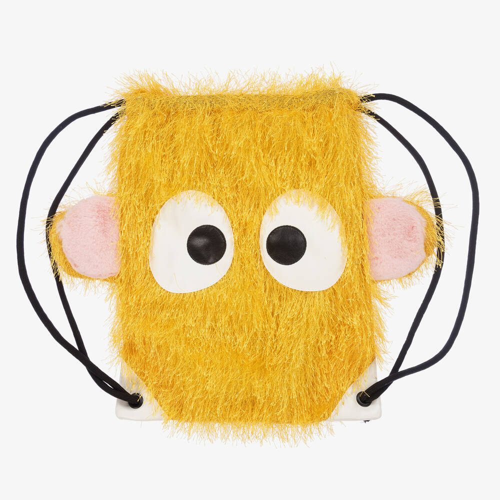Wauw Capow - Fluffy Yellow Drawstring Bag (30cm) | Childrensalon