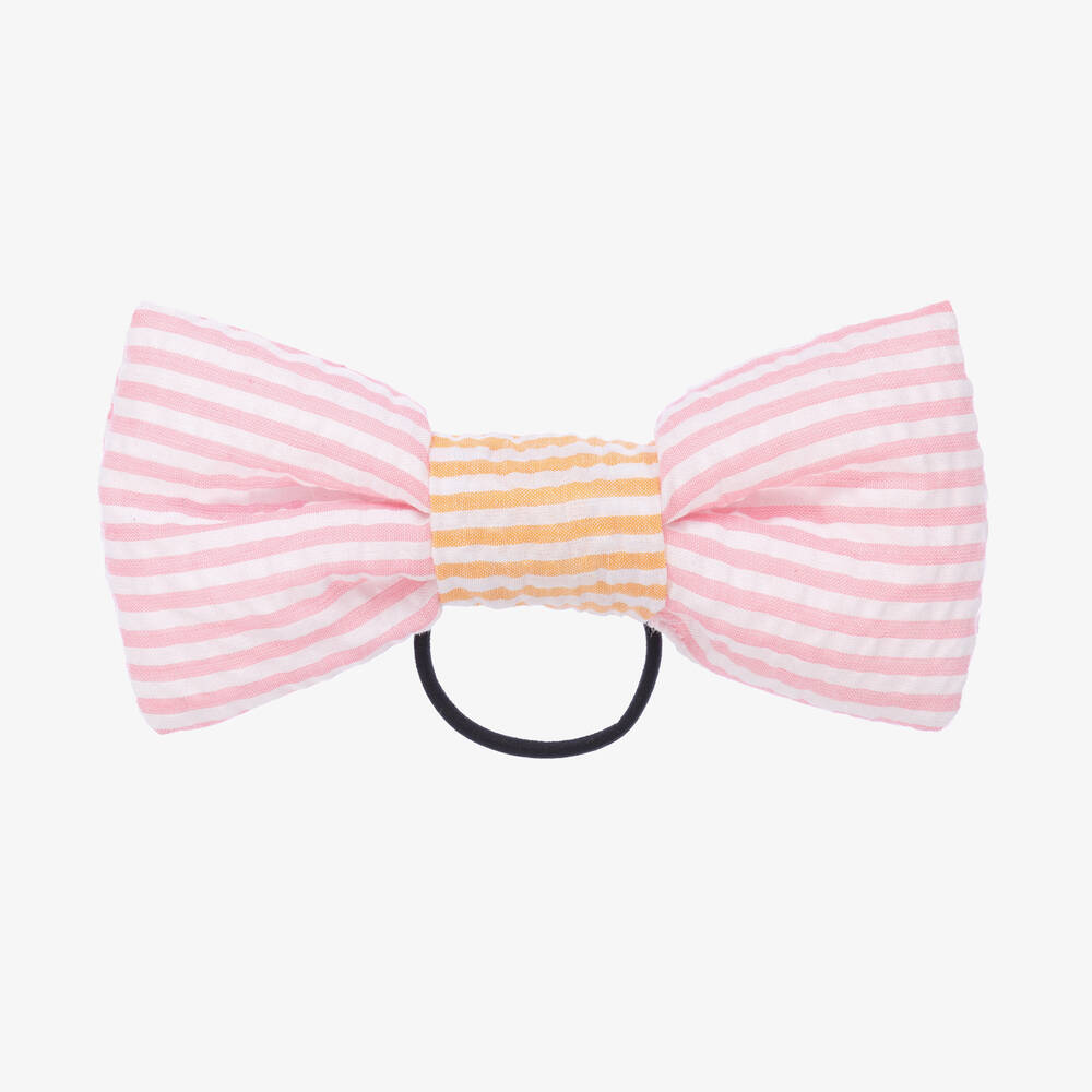 Wauw Capow - Girls Pink Bow Hair Elastic (19cm) | Childrensalon