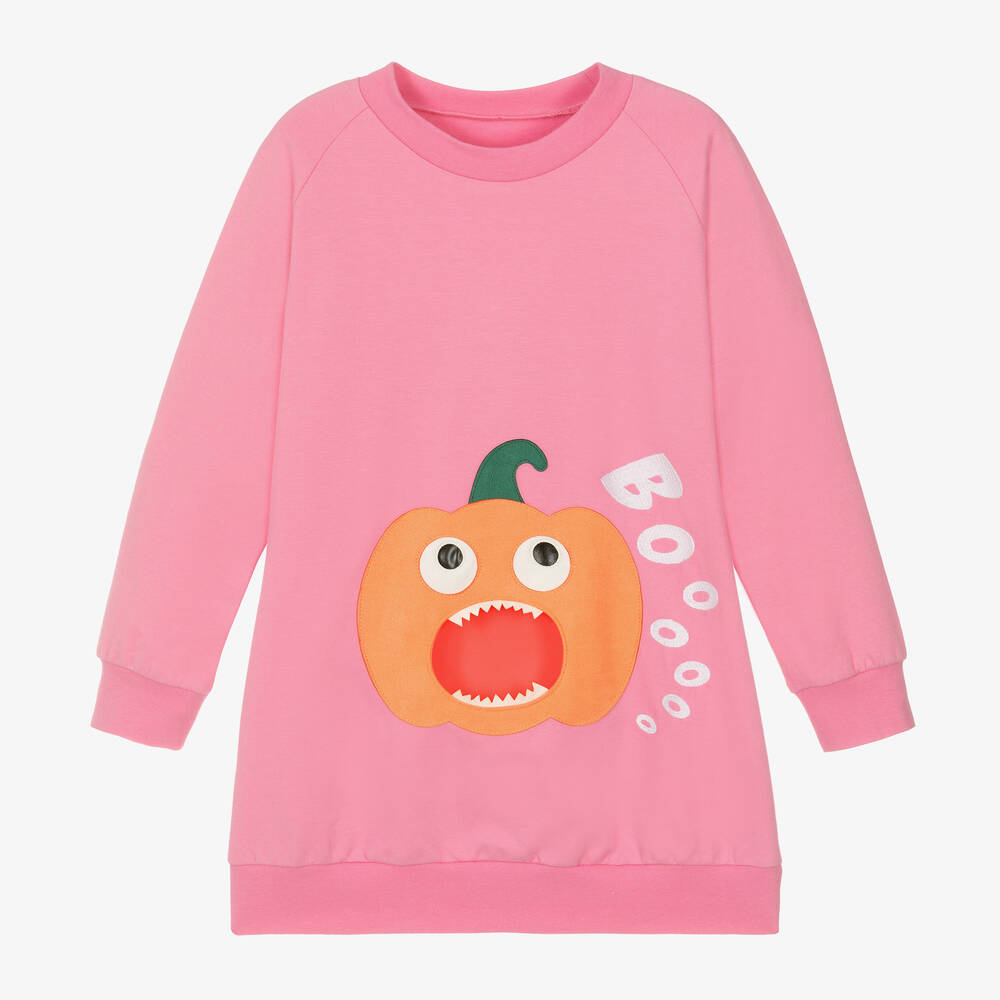 Wauw Capow - Girls Pink Organic Cotton Pumpkin Dress | Childrensalon