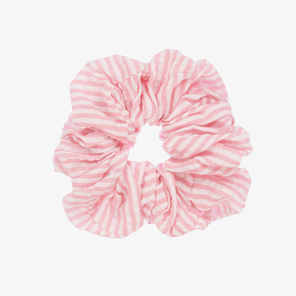 Wauw Capow - Girls Pink Pinstripe Hair Scrunchie | Childrensalon