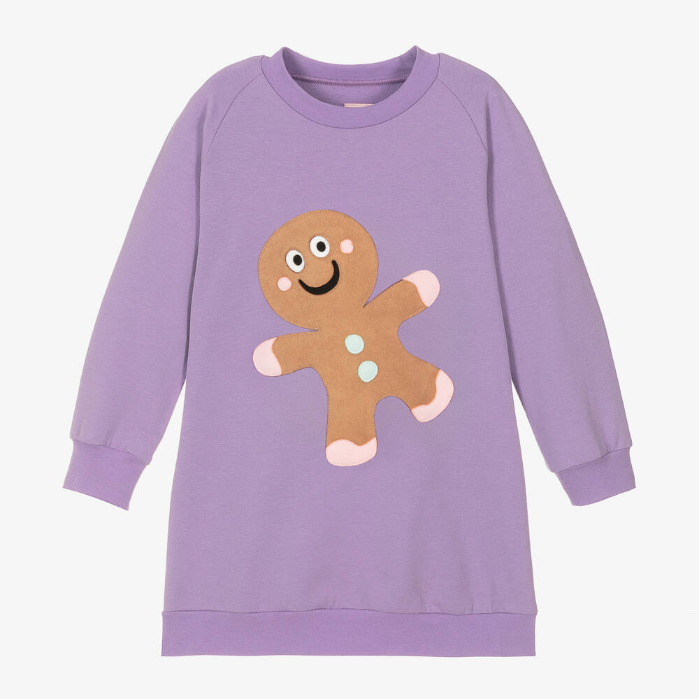 Wauw Capow - Girls Purple Cotton Gingerbread Dress | Childrensalon