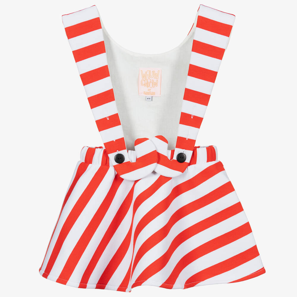 Wauw Capow - Girls Red Candy Cane Stripe Skirt | Childrensalon