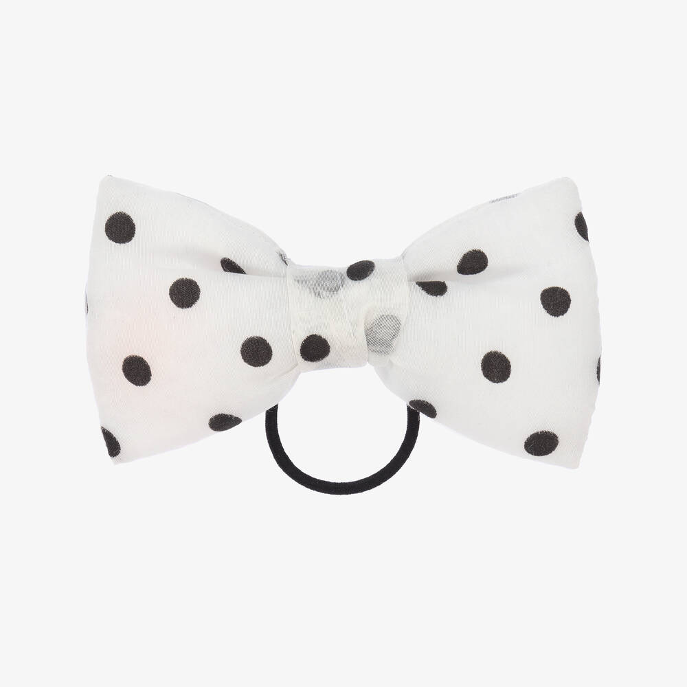 Wauw Capow - ربطة مطاطية للشعر أورغانزا منقط لون أبيض (16 سم) | Childrensalon