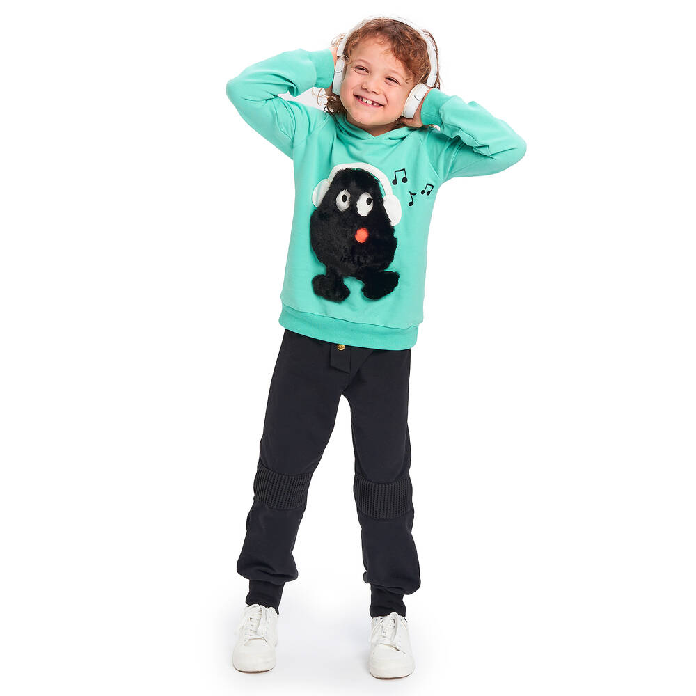 Wauw Capow-Green Organic Cotton Monster Hoodie | Childrensalon