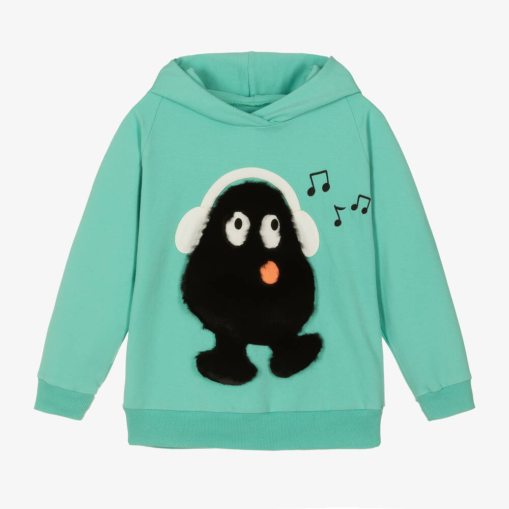 Wauw Capow - Green Organic Cotton Monster Hoodie | Childrensalon