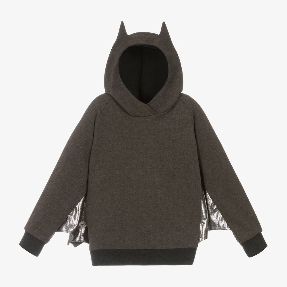 Wauw Capow - Grey & Silver Cotton Bat Hoodie | Childrensalon