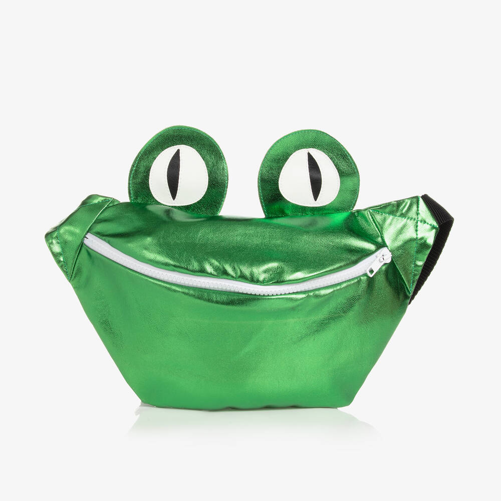 Wauw Capow - Metallic Green Frog Belt Bag (31cm)  | Childrensalon
