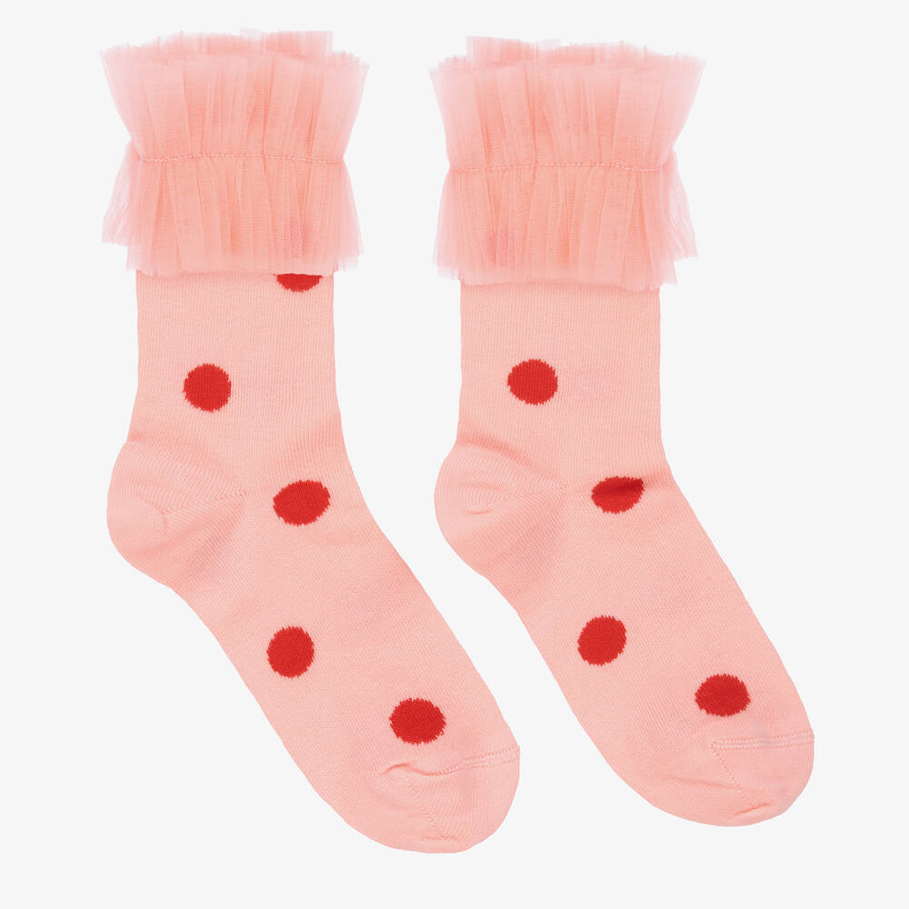 Wauw Capow - Socken mit Punkten in Rosa und Rot | Childrensalon