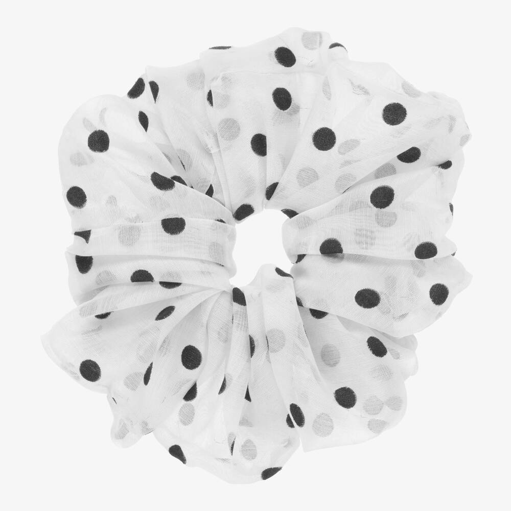 Wauw Capow - White Polka Dot Hair Scrunchie | Childrensalon