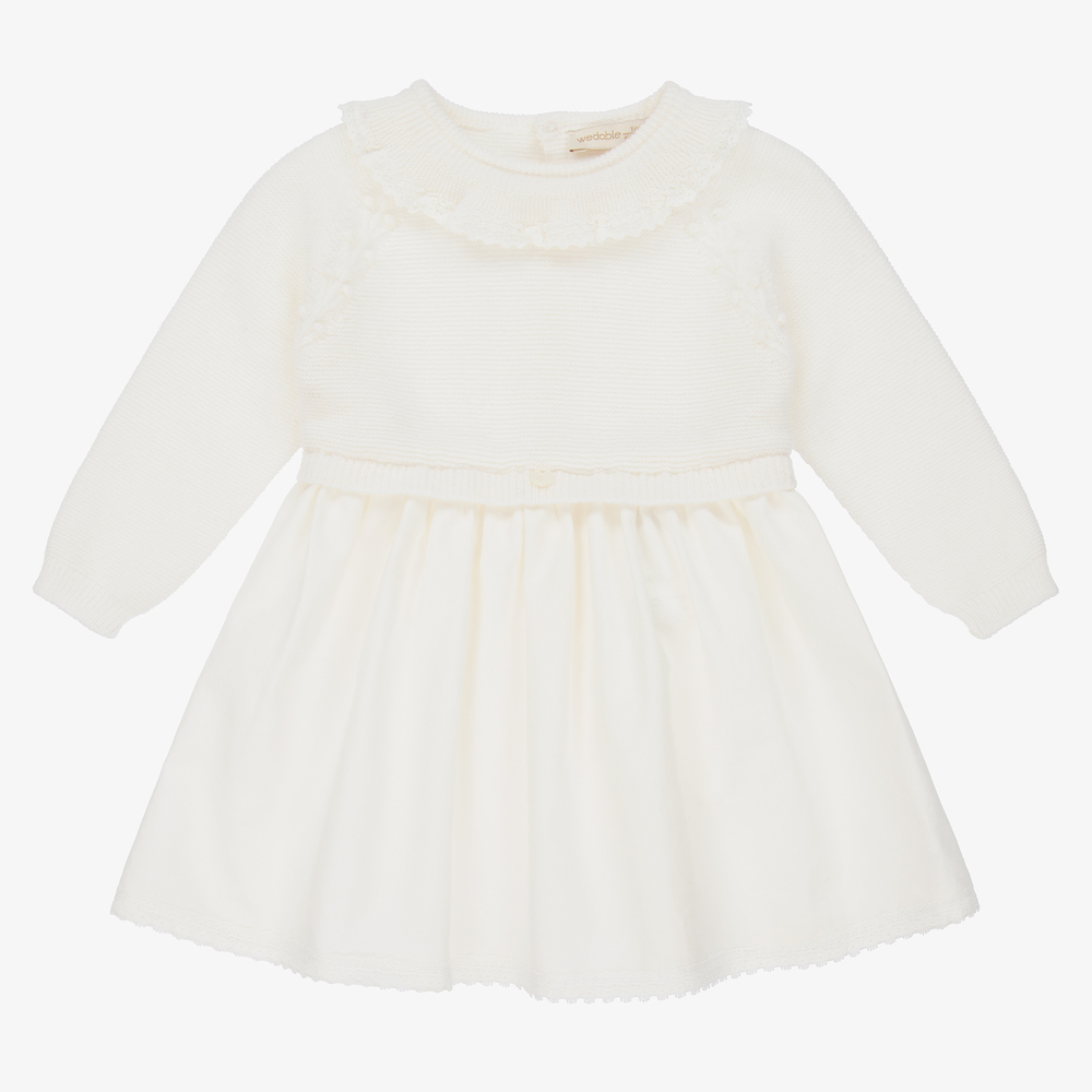 Wedoble - Girls Ivory Cashmere Dress | Childrensalon