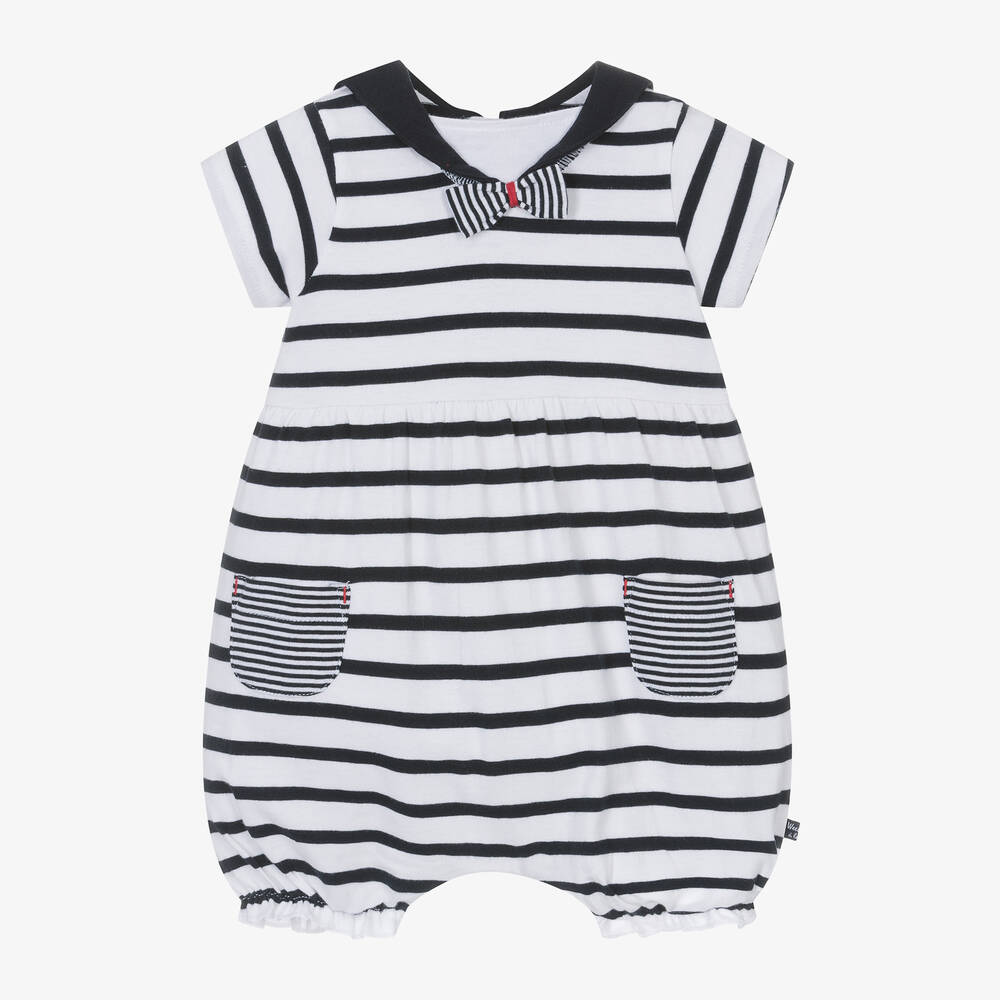 Week-end à la mer - Baby Girls Breton Striped Cotton Shortie | Childrensalon