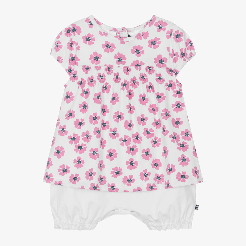 Week-end à la mer - Baby Girls Pink Floral Cotton Shortie | Childrensalon
