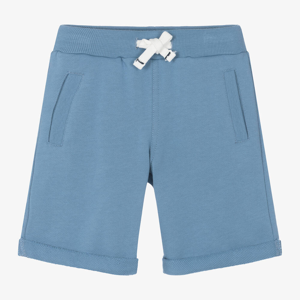 Shop Week-end À La Mer Boys Blue Cotton Jersey Shorts