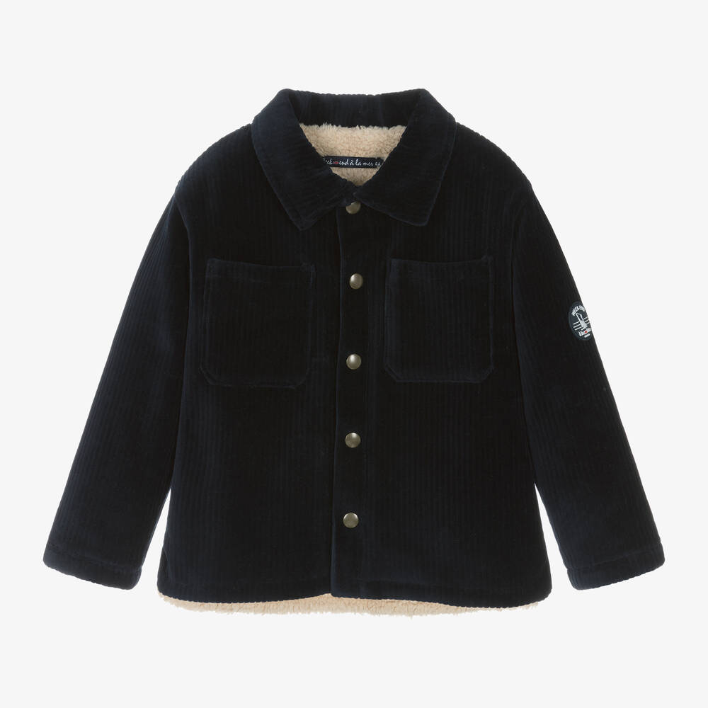 Week-end à la mer - Boys Navy Blue Corduroy Jacket | Childrensalon