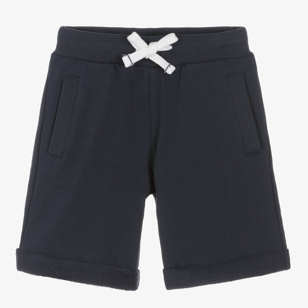 Shop Week-end À La Mer Boys Navy Blue Cotton Jersey Shorts