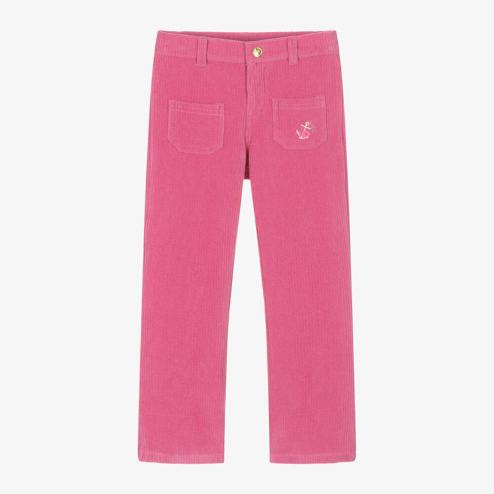 Week-end à la mer - Girls Pink Corduroy Trousers | Childrensalon