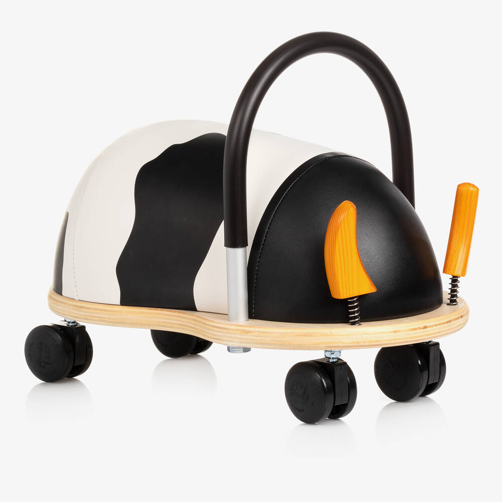 Wheely Bug - Black & White Cow Ride-On Toy (32cm) | Childrensalon
