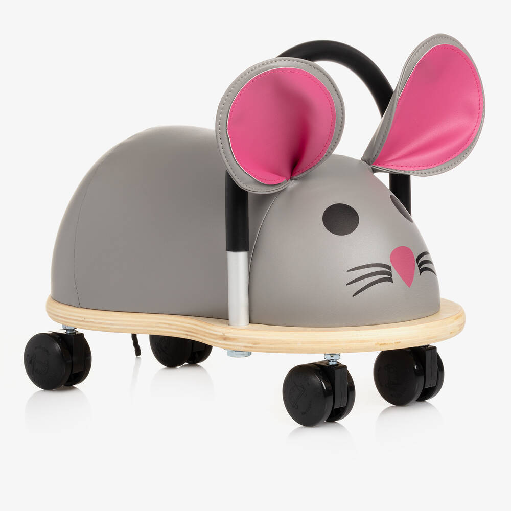 Wheely Bug - Grey & Pink Mouse Ride-On Toy (32cm) | Childrensalon