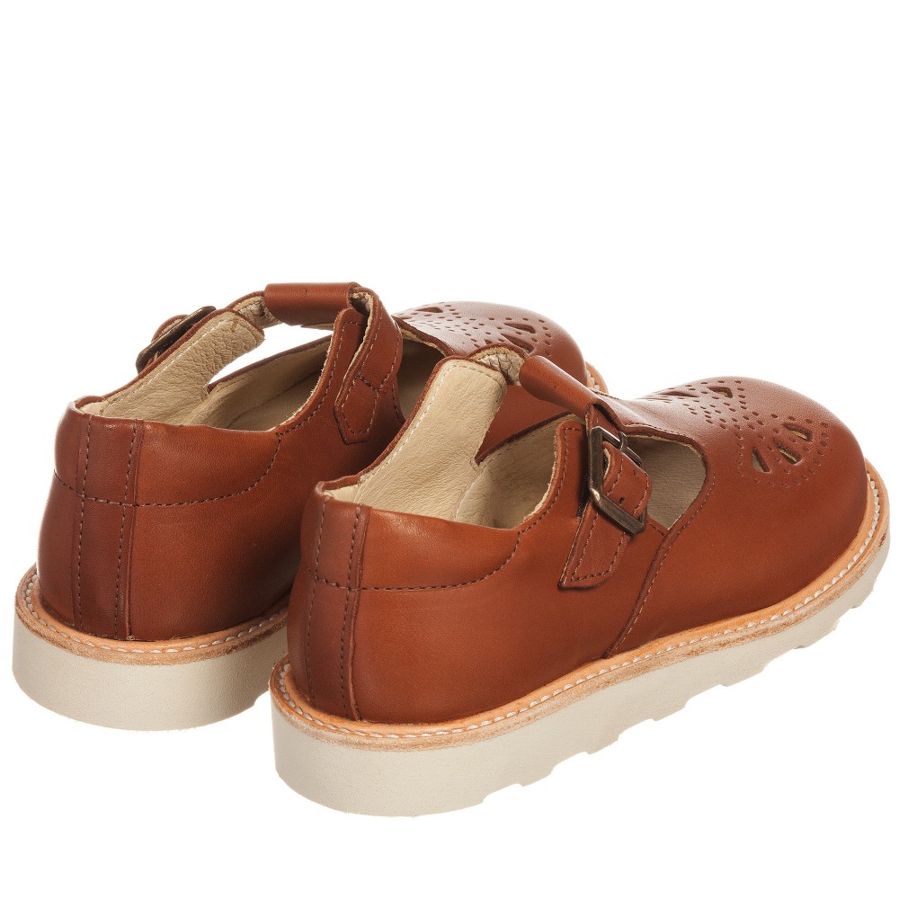 Young Soles - Girls Chestnut Brown T-Bar Leather 'Rosie' Shoes ...